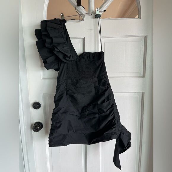 NWT Anthropologie CeliaB BALTIC ONE-SHOULDER PLEATED RUFFLED MINI DRESS - Picture 5 of 9